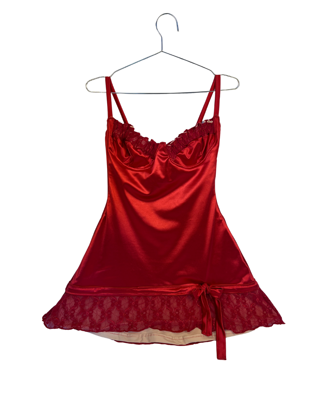 Red Satin Mini Dress- Medium