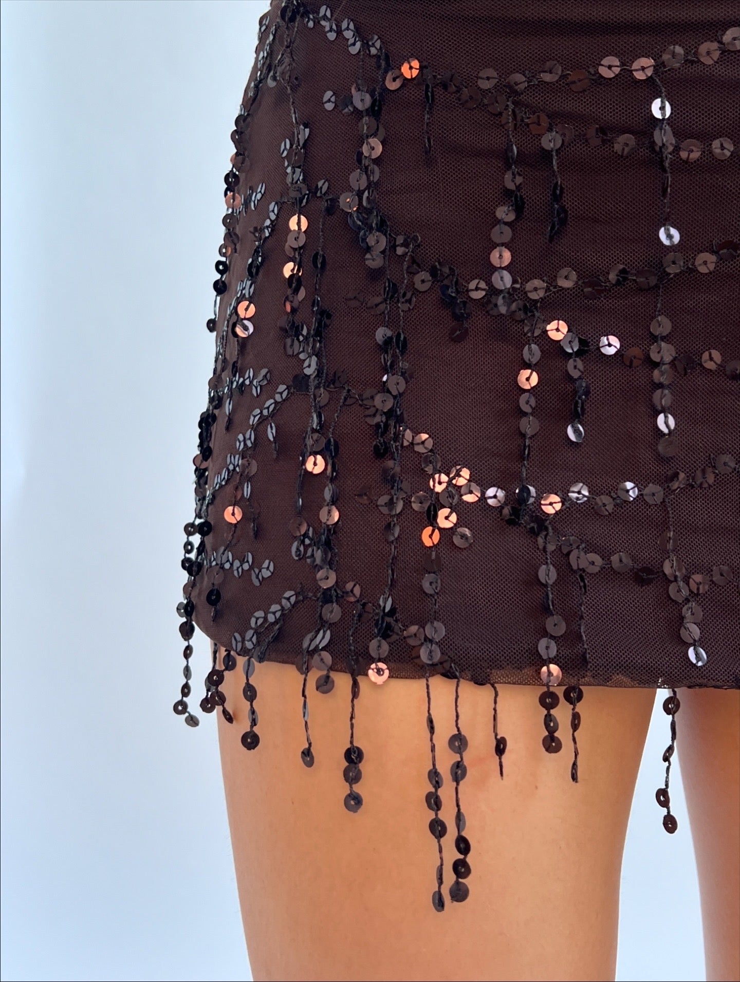Espresso Sequin Mini Skirt