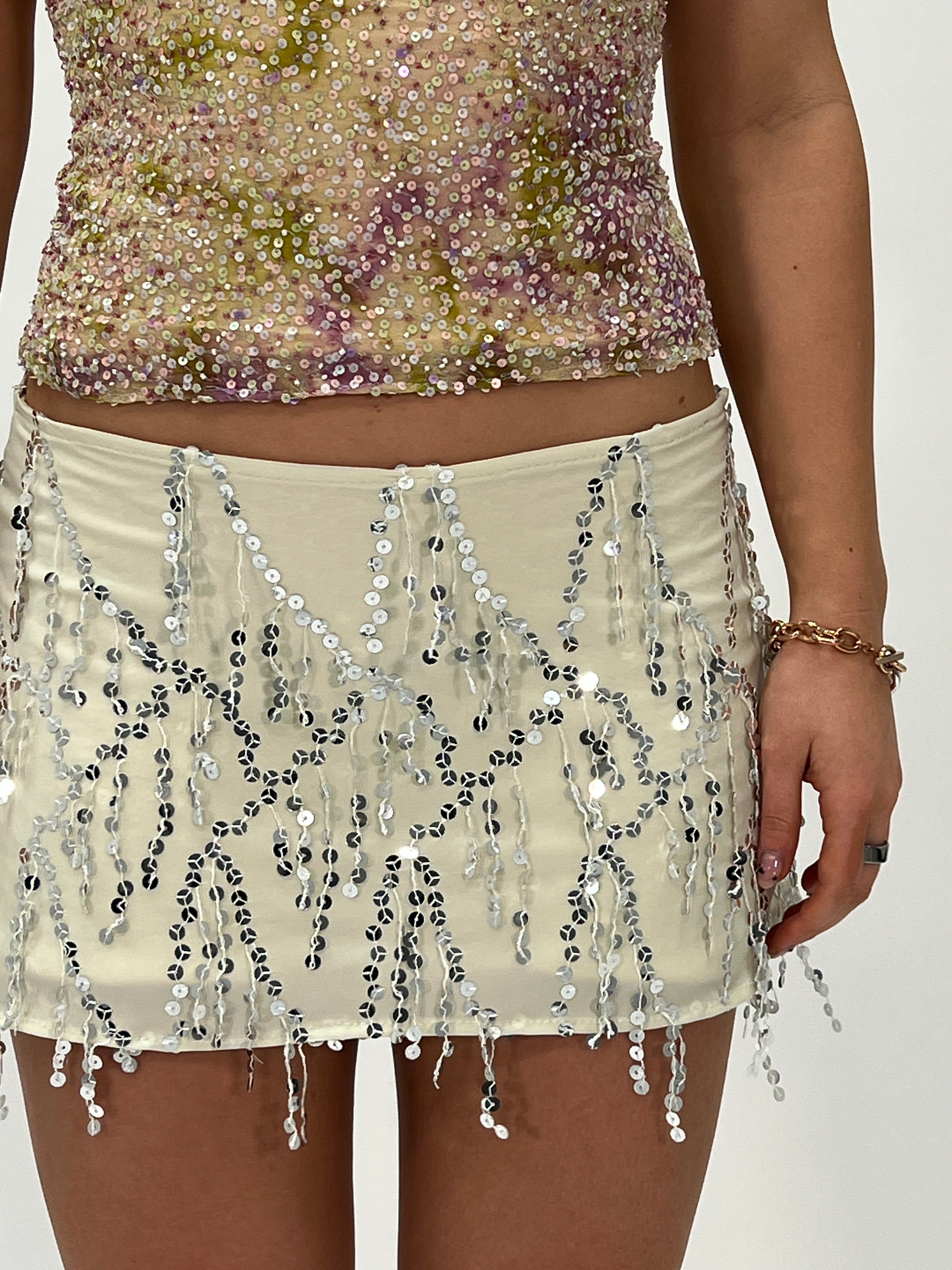 Mint Sequin Mini Skirt- Medium